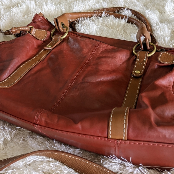 NWOT Nino BOSSI Genuine Leather Red Hobo Bag - Picture 2 of 4